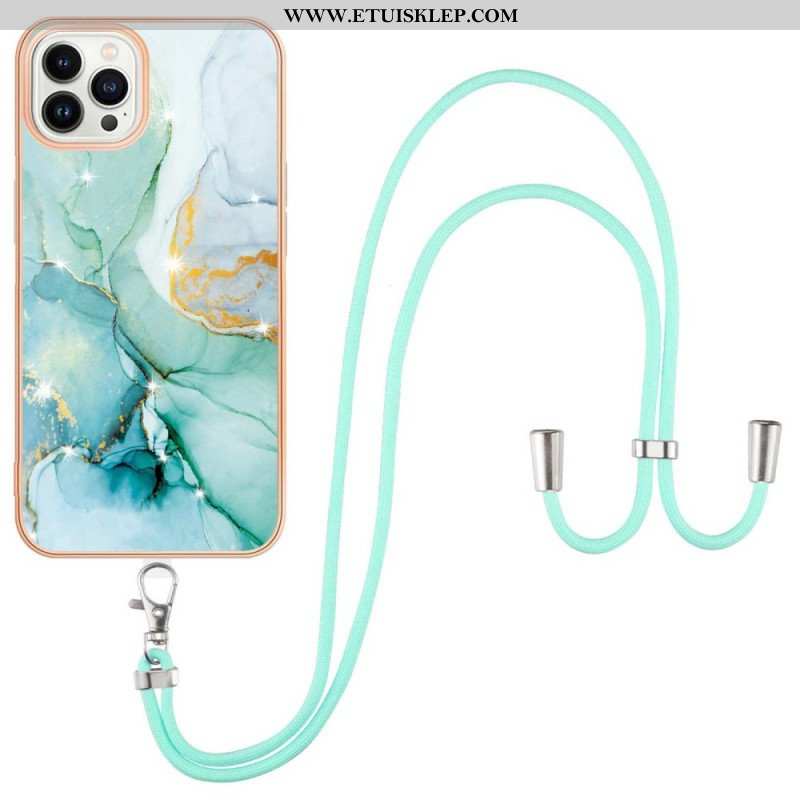 Etui do iPhone 15 Pro Max ze Sznurkiem Sznur Marmurkowy